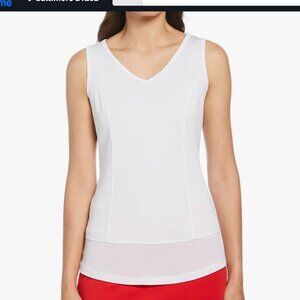 PGA Tour Women’s Solid White Tank Top with Mesh Panel Size XL New